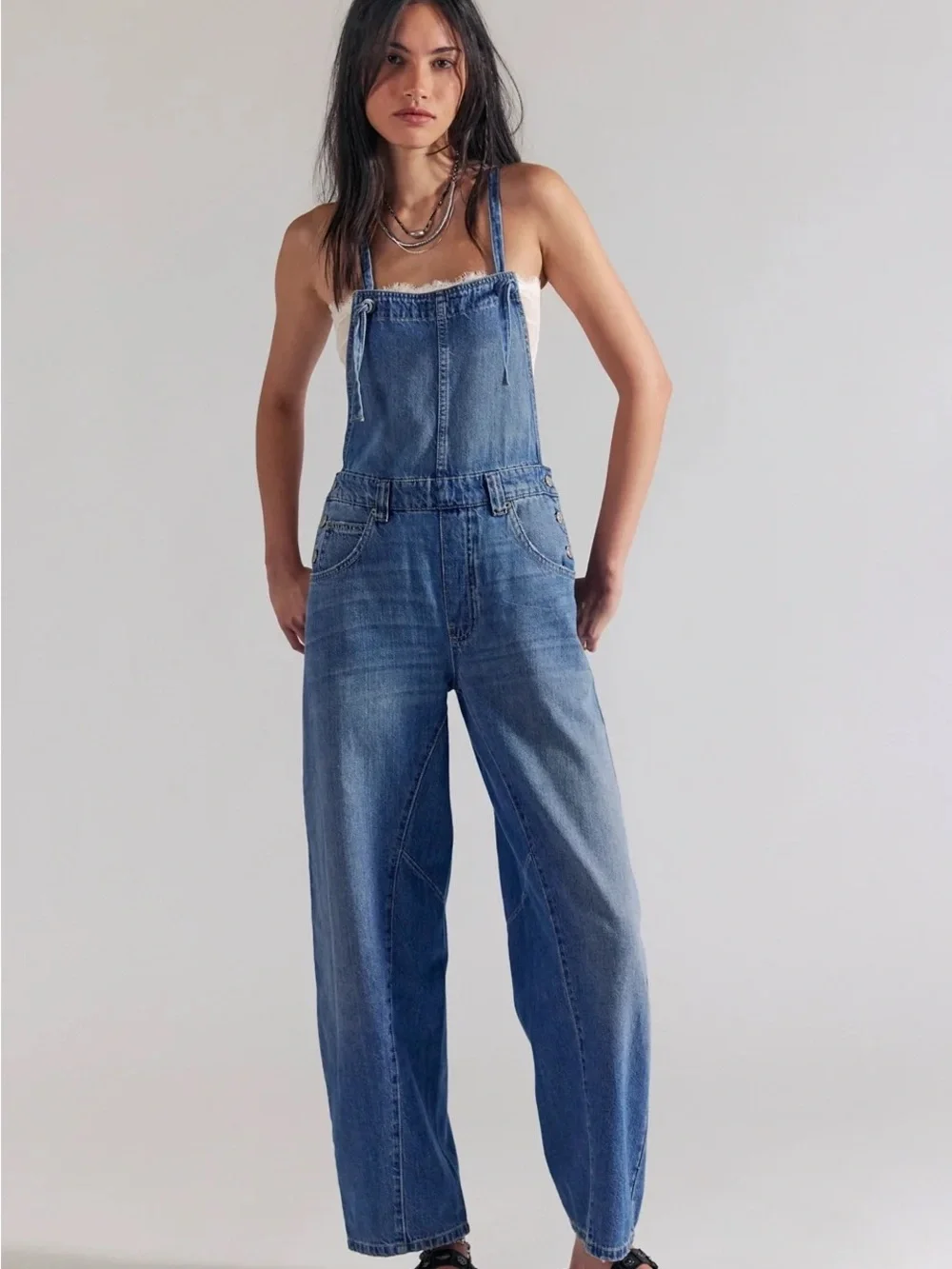 Free People Rowen slim arc overalls